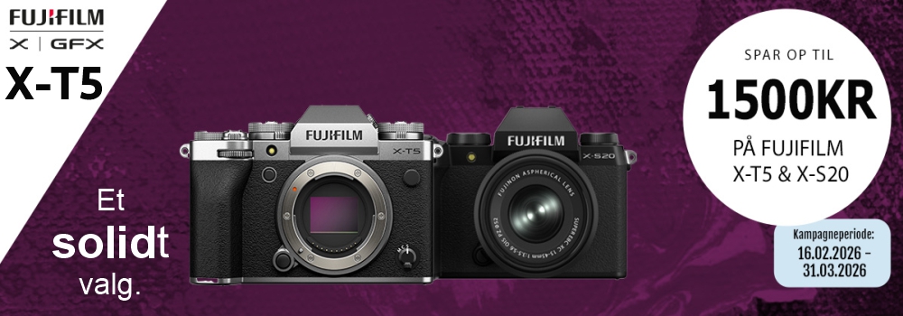 Boxing day kampagne! X-T5 Hus med XF27mm F2,8 R WR Kampagnen gælder fra 26 December t.o.m. D. 14 Januar 2026